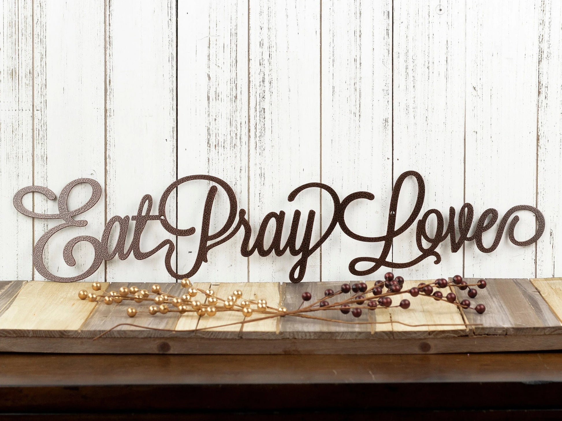 Eat Pray Love Metal Sign Kitchen Wall Decor Dining Room Decor Metal Wall Decor Kitchen Decor Metal Sign - 8 inches - metal sign