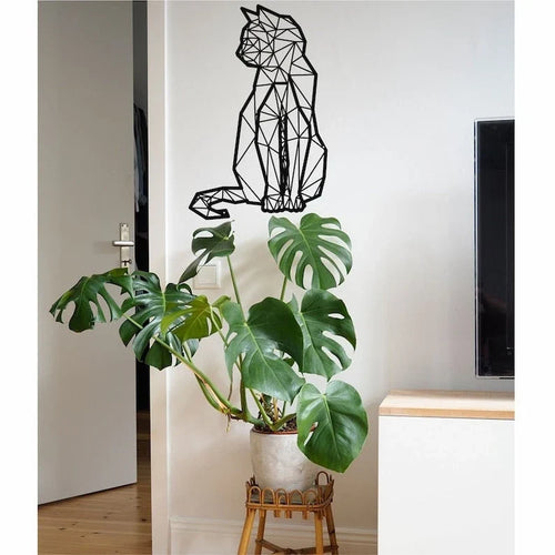Metal Wall Decor Metal Cat Art Geometric Cat Decor ation Wall Hangings Metal Sign Cat Lover Gift Cat Wall Decor - 8 inches - metal sign