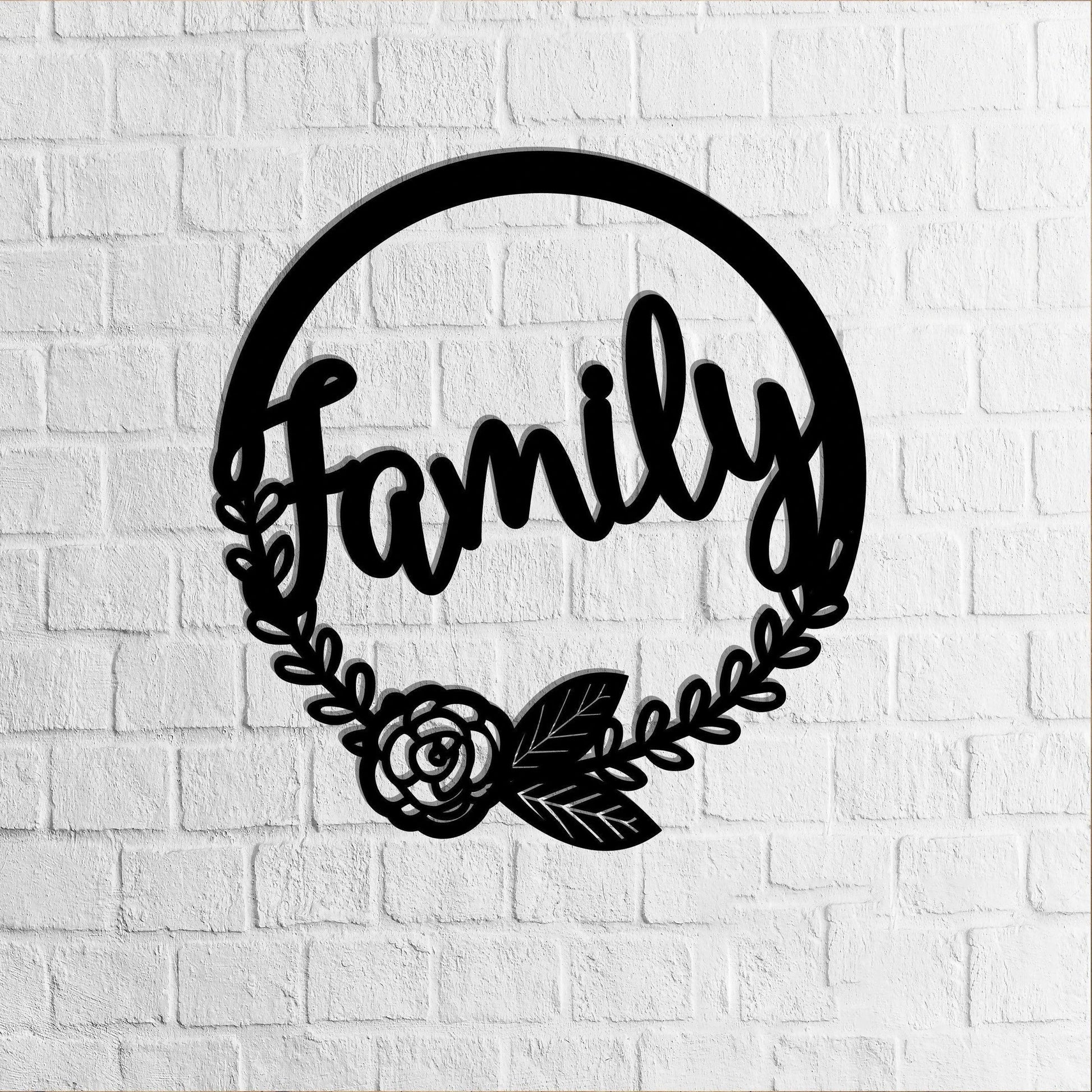 Family Wreath Door Wreath Flower Wreath Metal Sign Plasma Cut Steel Sign steel Art Powder Coated printed - 8 inches - metal sign