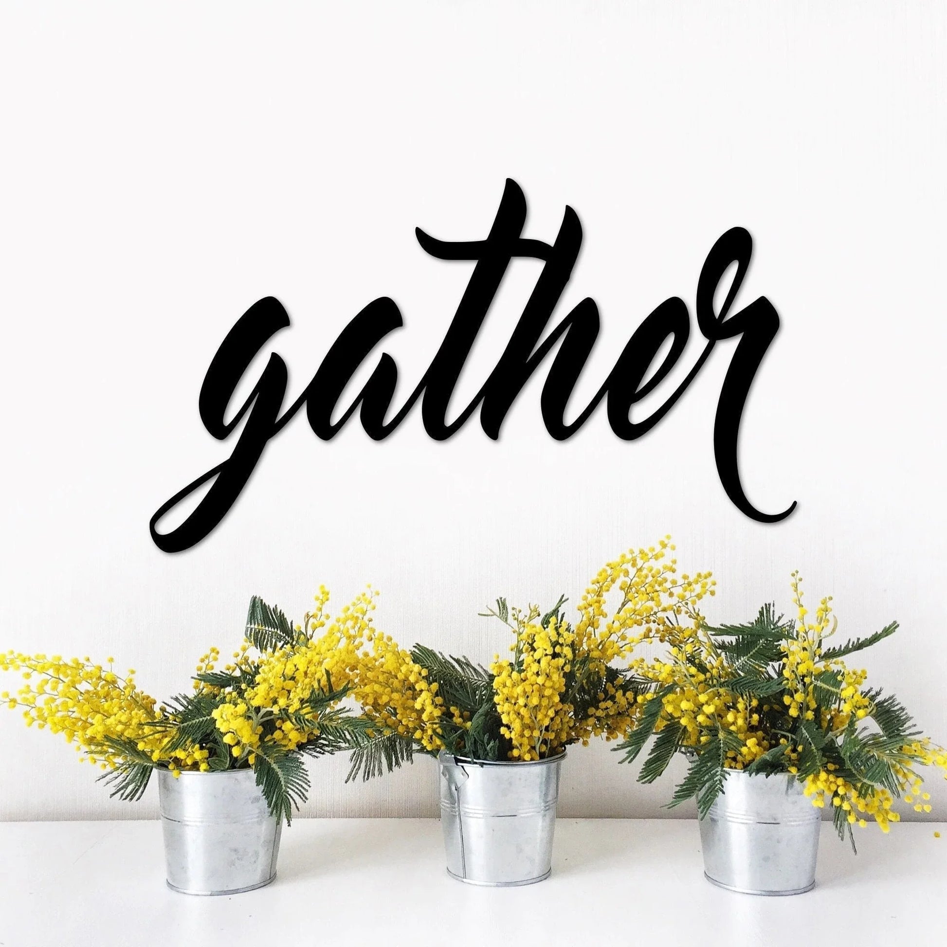 Gather Metal Sign Wall Decor Script Gather Cutout Sign Dining Room Sign Family Sign Gather In Metal Letters Kitchen Table Sign - 8 inches - metal sign