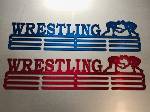 Wrestling Medal Hanger Holder Display Rack 3 Rung Cut Metal Sign - 8 inches - metal sign