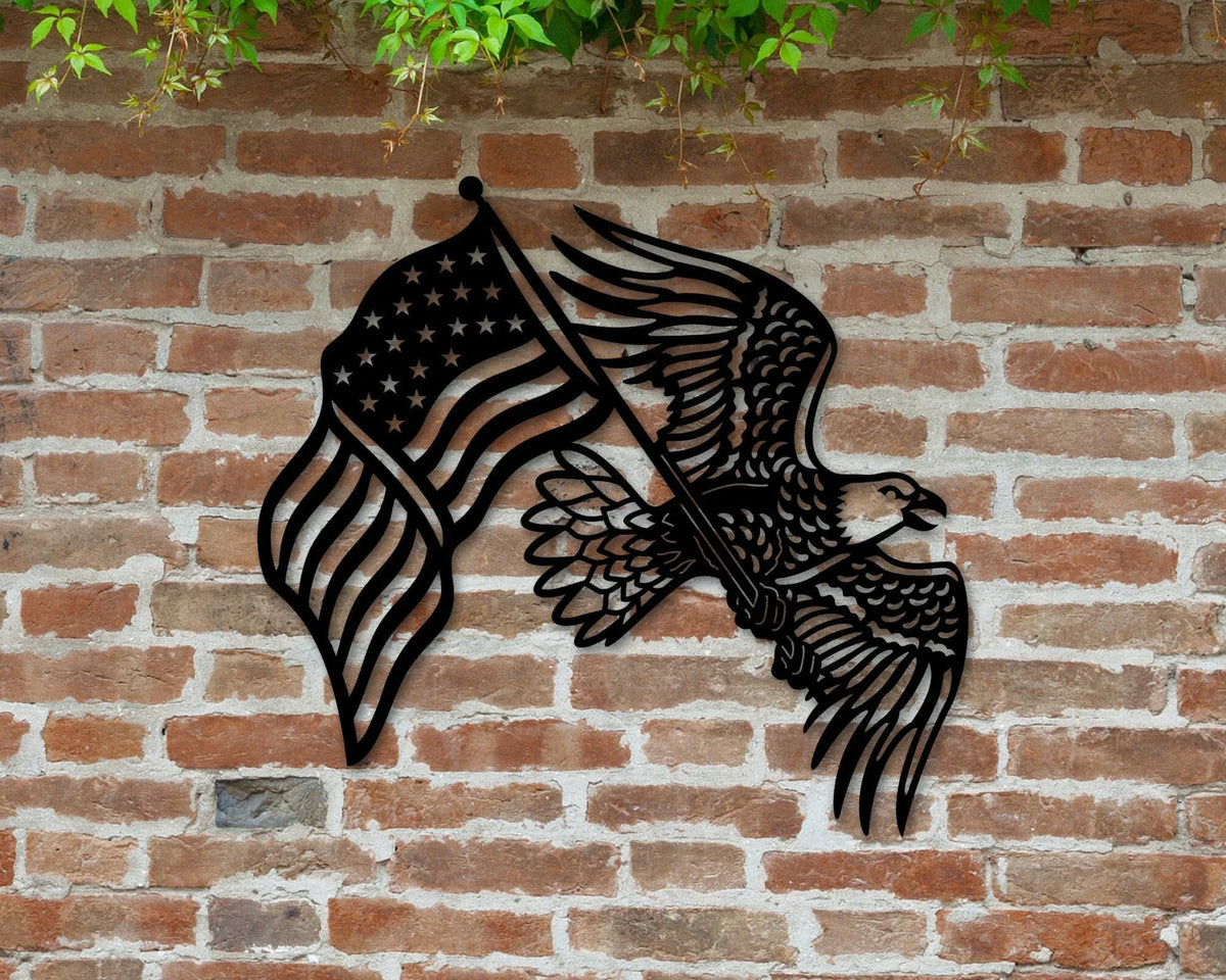 Metal Eagle American Flag Sign Eagle Sign American Flag Sign Metal Flag Patriotic Decor Eagle Bird Sign Veterans Gift Veterans Day - 8 inches - metal sign
