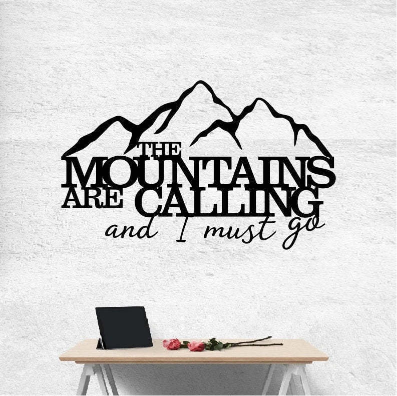 The Mountains Are Calling Metal Wall Decor Mountains Wall Decor Mountain - 8 inches - metal sign