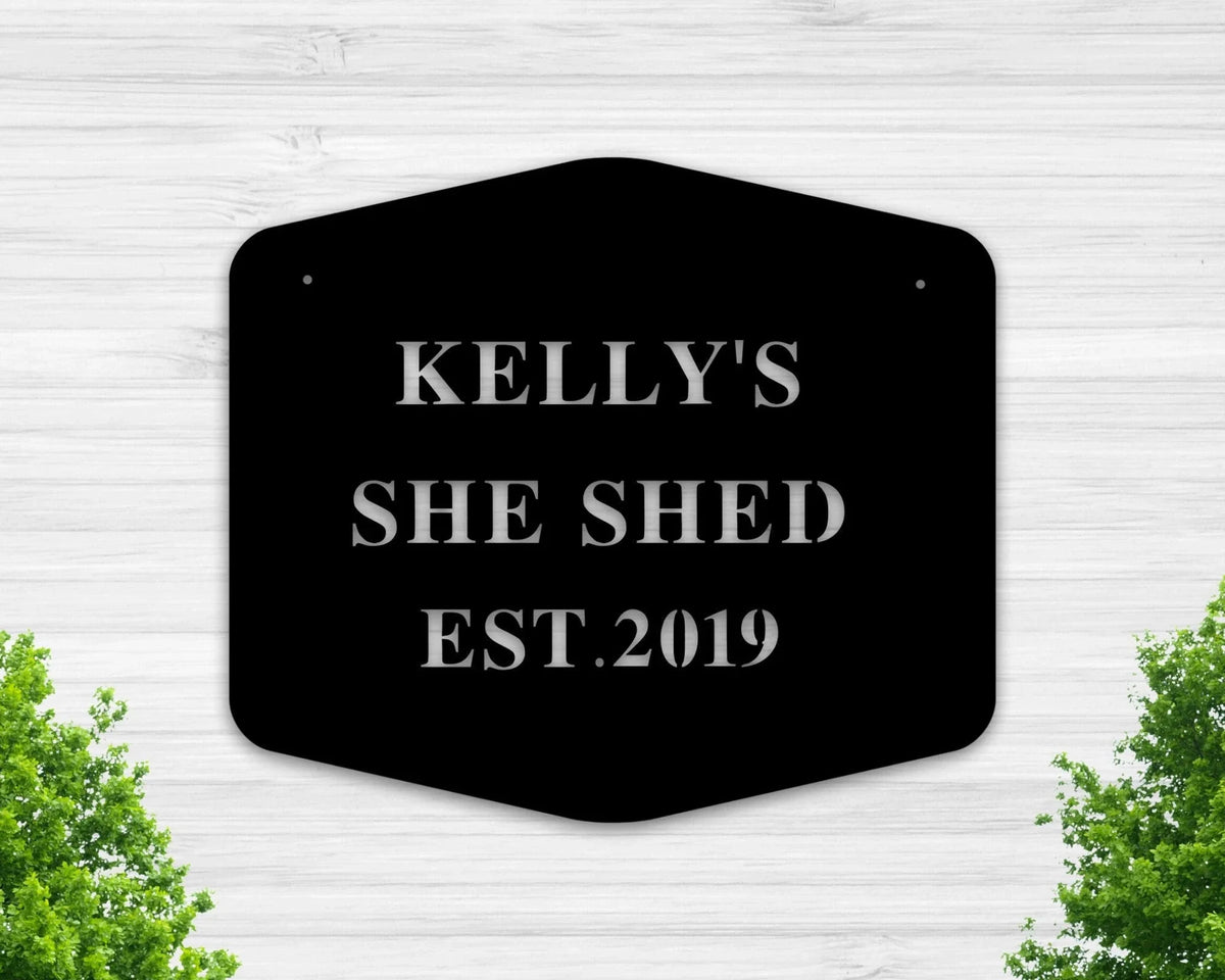 Metal She Shed Sign Outdoor Sign Established Date Sign Gift For Her Decorative Metal Sign She Shed - 8 inches - metal sign