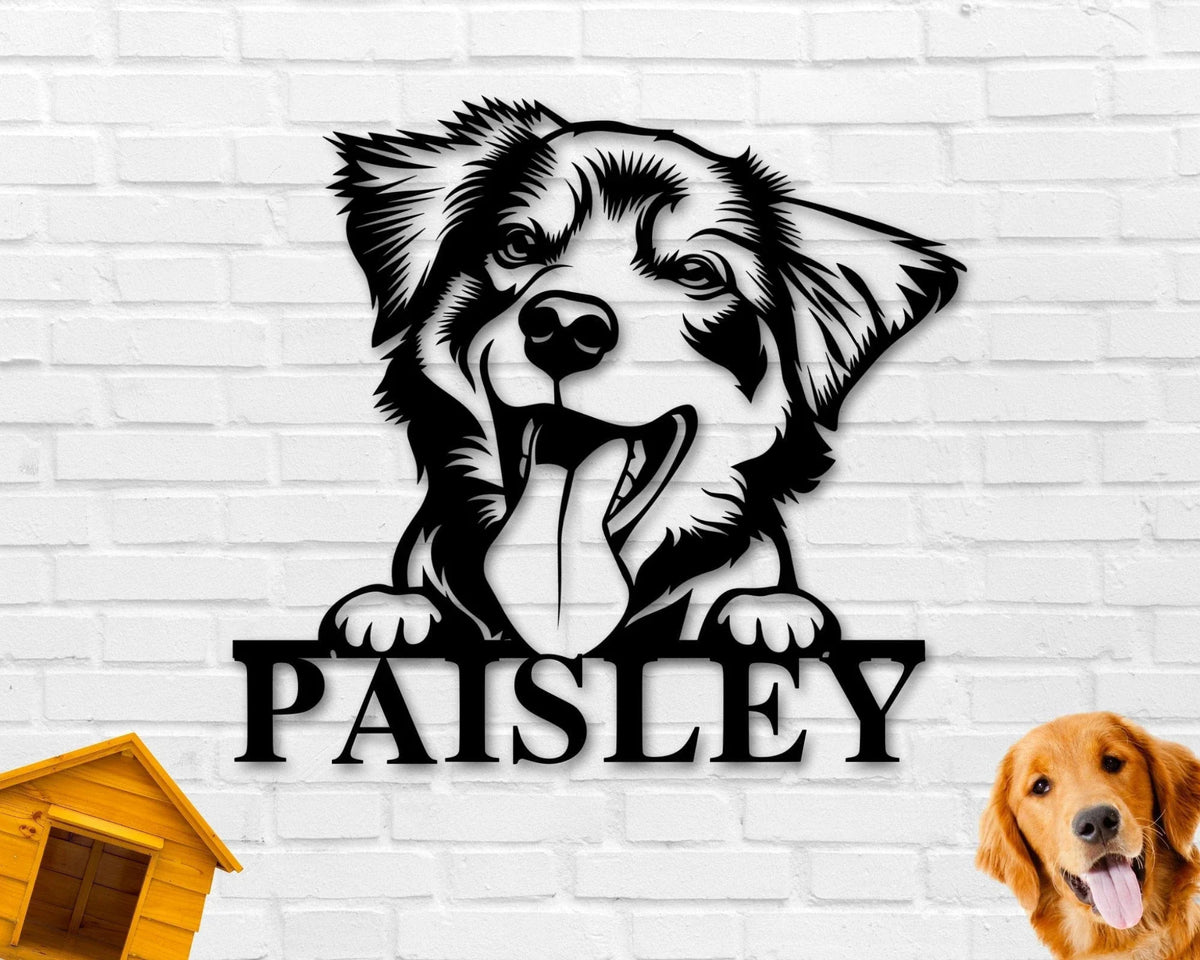 Australian Shepherd Dog Sign Australian Shepherd Metal Sign Australian Shepherd Name Sign Pet Name Sign Dog Lover Sign Gift For Pet - 8 inches - metal sign