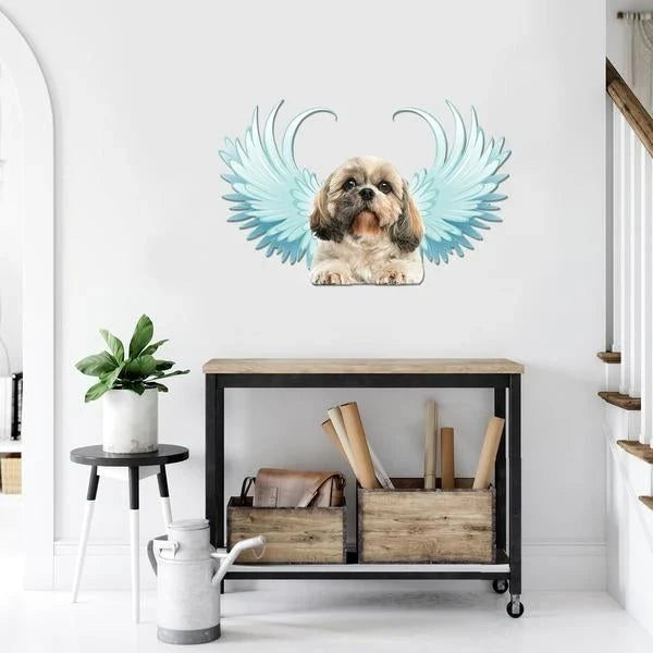 Shih Tzu Angel Blue Wings Cut Metal Sign Cut Metal Sign - 8 inches - metal sign