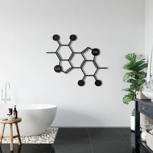 Metal Wall Decor Melanin Molecule Chemistry Art Metal Melanin Decoration Chemical Formula Biology Chemistry Art - 8 inches - metal sign