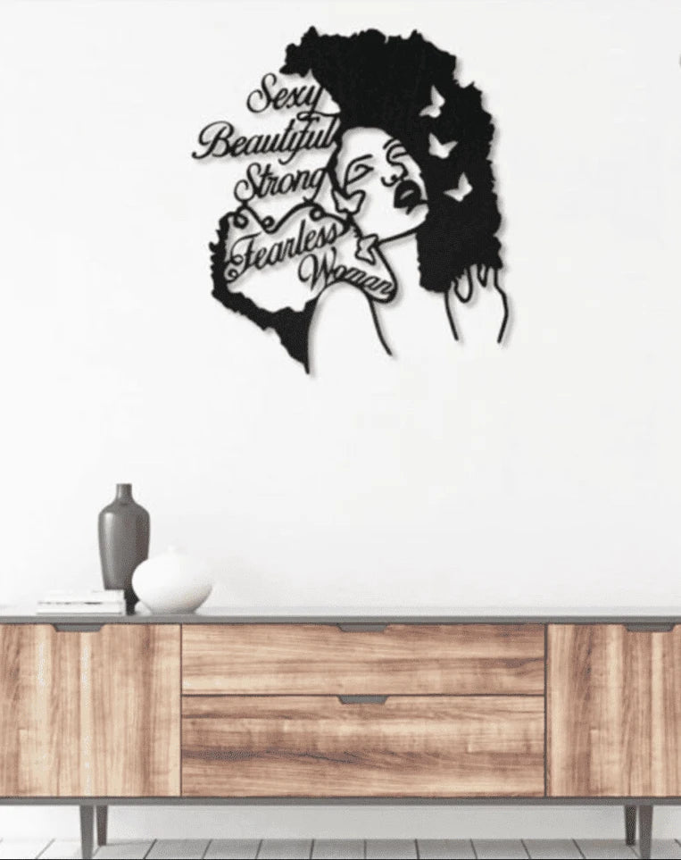 Black Girl Sexy Beautiful Strong Metal House Sign - 8 inches - metal sign