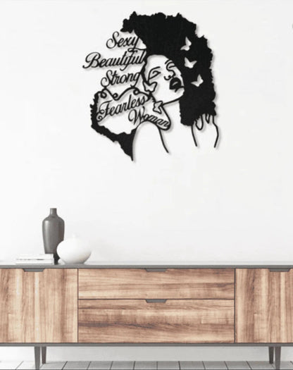 Black Girl Sexy Beautiful Strong Metal House Sign - 8 inches - metal sign
