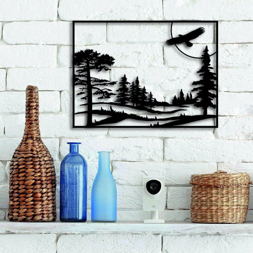 Forest & Eagle Metal Wall Decor Wall Hanging Large Metal Wall Sign Office Minimalist Housewarming Gift - 8 inches - metal sign