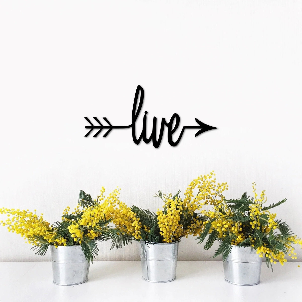 Live Arrow Sign Metal Word With Arrow Metal Wall Decor Arrow Sign Steel Script Words For The Wall Arrow Decor - 8 inches - metal sign