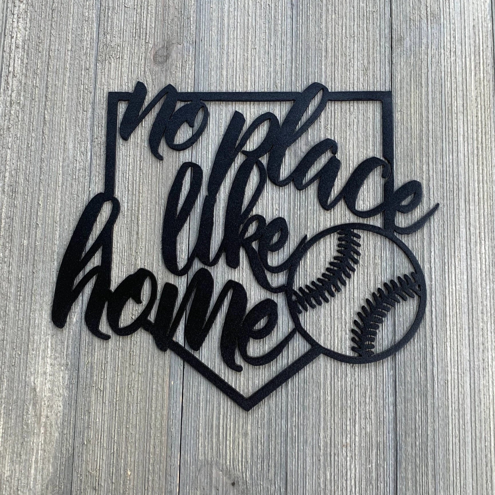 No Place Like Home Baseball Metal Sign Cutout Cut Metal Sign Wall Metal Art - 8 inches - metal sign