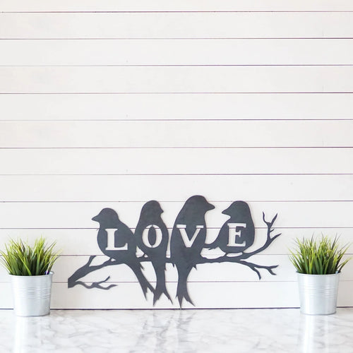 Love Birds Metal Art Bird Bird - 8 inches - metal sign