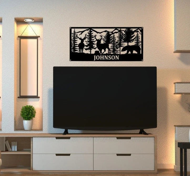 Wildlife Scenery Name Plate Cut Metal Sign Wall Decor Metal Sign Metal Art - 8 inches - metal sign