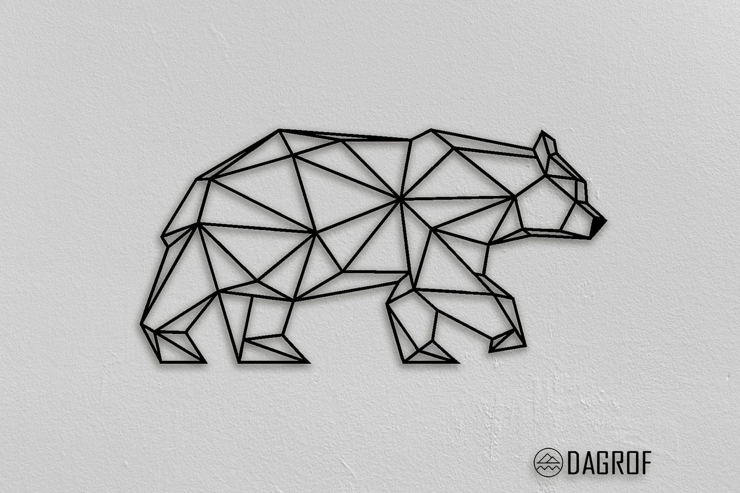 Bear Christmas Gifts Animal Geometric Living Room New Home Gift Modern Wall Decoration - 8 inches - metal sign