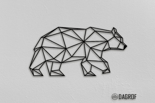Bear Christmas Gifts Animal Geometric Living Room New Home Gift Modern Wall Decoration - 8 inches - metal sign