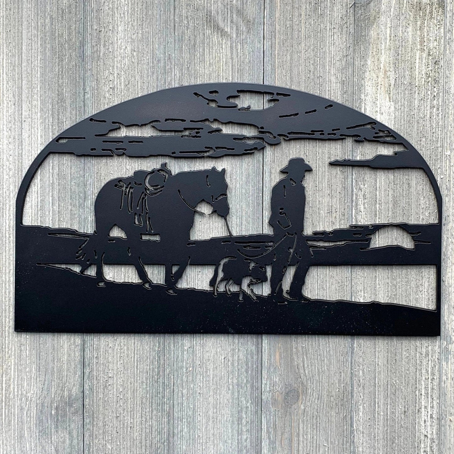 Cowboy Scene Metal Sign Cutout Cut Metal Sign Wall Metal Art - 8 inches - metal sign