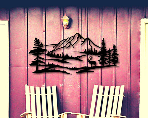 Mountain Decal Mountain Decor Metal Mountain Mountains Scandinavian Decor Living Room Stencil Hanging Mountain Range - 8 inches - metal sign