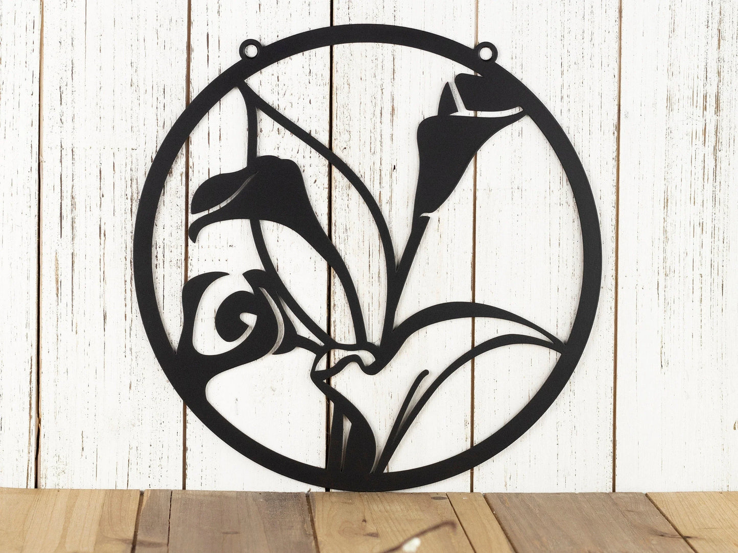 Calla Lily Flower Garden Sign Outdoor Garden Decor Metal Garden Sign Mothers Day Laser Cut Sign Matte Black Shown - 8 inches - metal sign