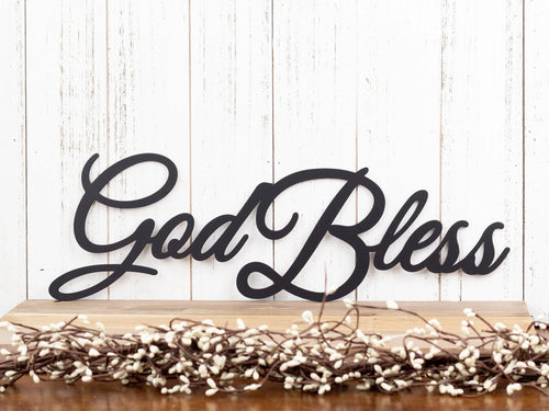 God Bless Metal Sign Black God Bless Metal Sign Religious Spiritual Sign Outdoor Sign Outdoor Metal Art - 8 inches - metal sign