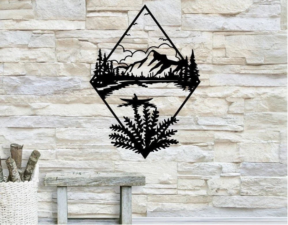 Mountain Metal Mountain Nature Nature Modern Modern Metal Wall Decor - 8 inches - metal sign