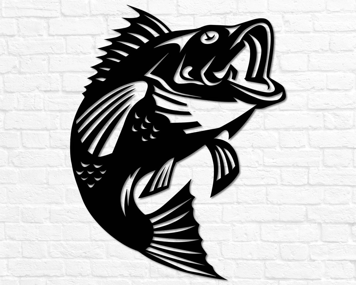 Metal Bass Metal Wall Decor Bass Fishing Gift For Men Metal Sign Steel Sign Fishing Decor For Dad Groomsman Gift Metal Fishing Sign - 8 inches - metal sign
