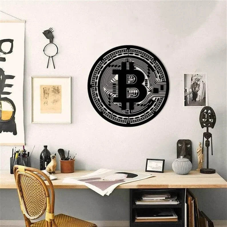 Bitcoin coins Wall Decormetal Wall Decorfinance Giftscryptocurrency Wall Artbtc Crytpo Metal Art - 8 inches - metal sign