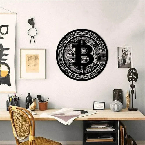 Bitcoin coins Wall Decormetal Wall Decorfinance Giftscryptocurrency Wall Artbtc Crytpo Metal Art - 8 inches - metal sign