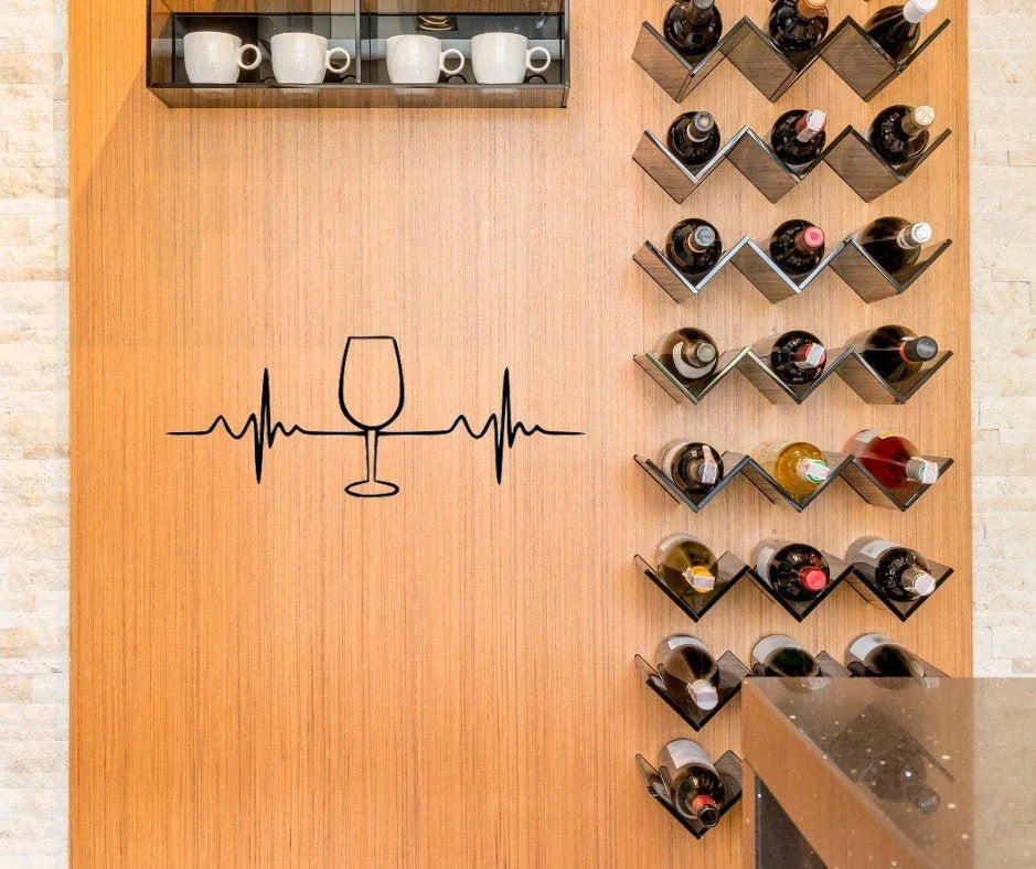 Wine Glass Ekg Cut Metal Sign Wall Decor Metal Sign Metal Art - 8 inches - metal sign
