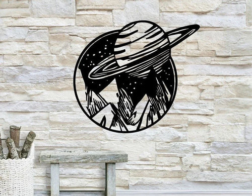 Saturn Space Metal Space Cosmic Cosmic World Saturn Metal Wall Decor - 8 inches - metal sign