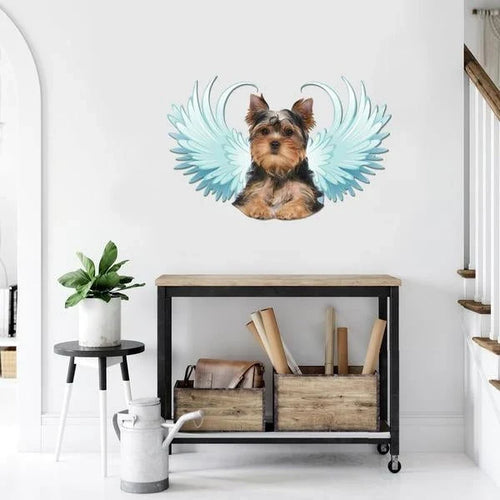 Yorkshire Terrier Angel Blue Wings Cut Metal Sign Cut Metal Sign - 8 inches - metal sign