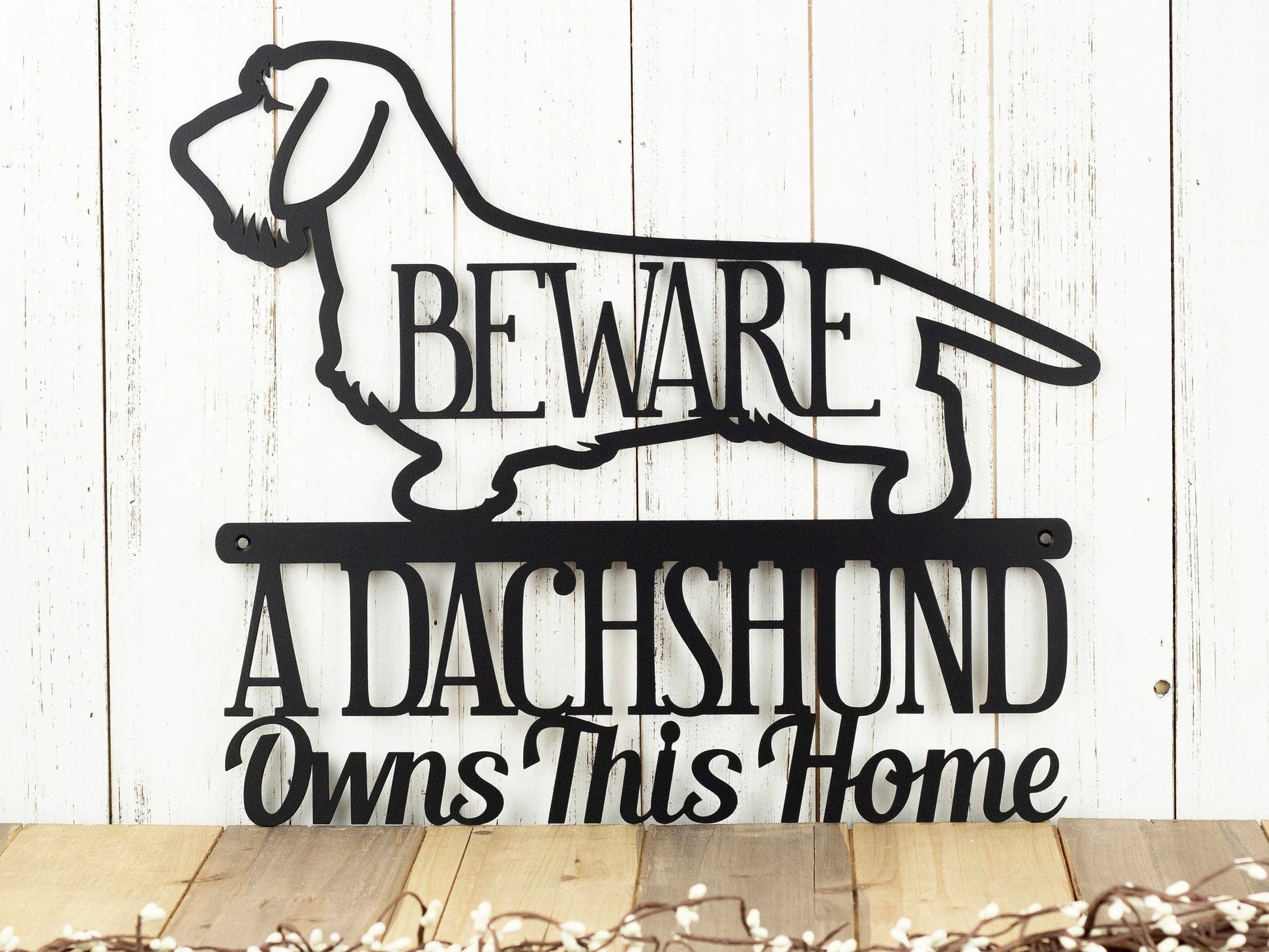 Wire Haired Dachshund Owns This Home Metal Sign Black Weiner Dog Outdoor Sign Door Sign Dachshund Gift - 8 inches - metal sign