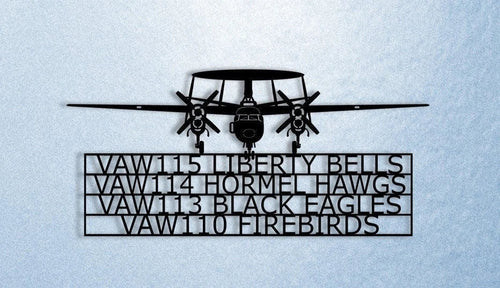 E2 Hawkeye With Squadron Assignments Airborne Early Warning (aew) Aircraft Metal Sign Cut Metal Sign Wall Decor - 8 inches - metal sign