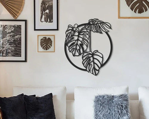 Monstera Leaf Metal Wall Sculpture Flower Botanical - 8 inches - metal sign