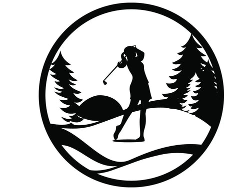 Golf Woman Golfing Sign Golf Gift Golfer Gift Metal Wall Decor Metal Wall Hanging Outdoor Sign - 8 inches - metal sign