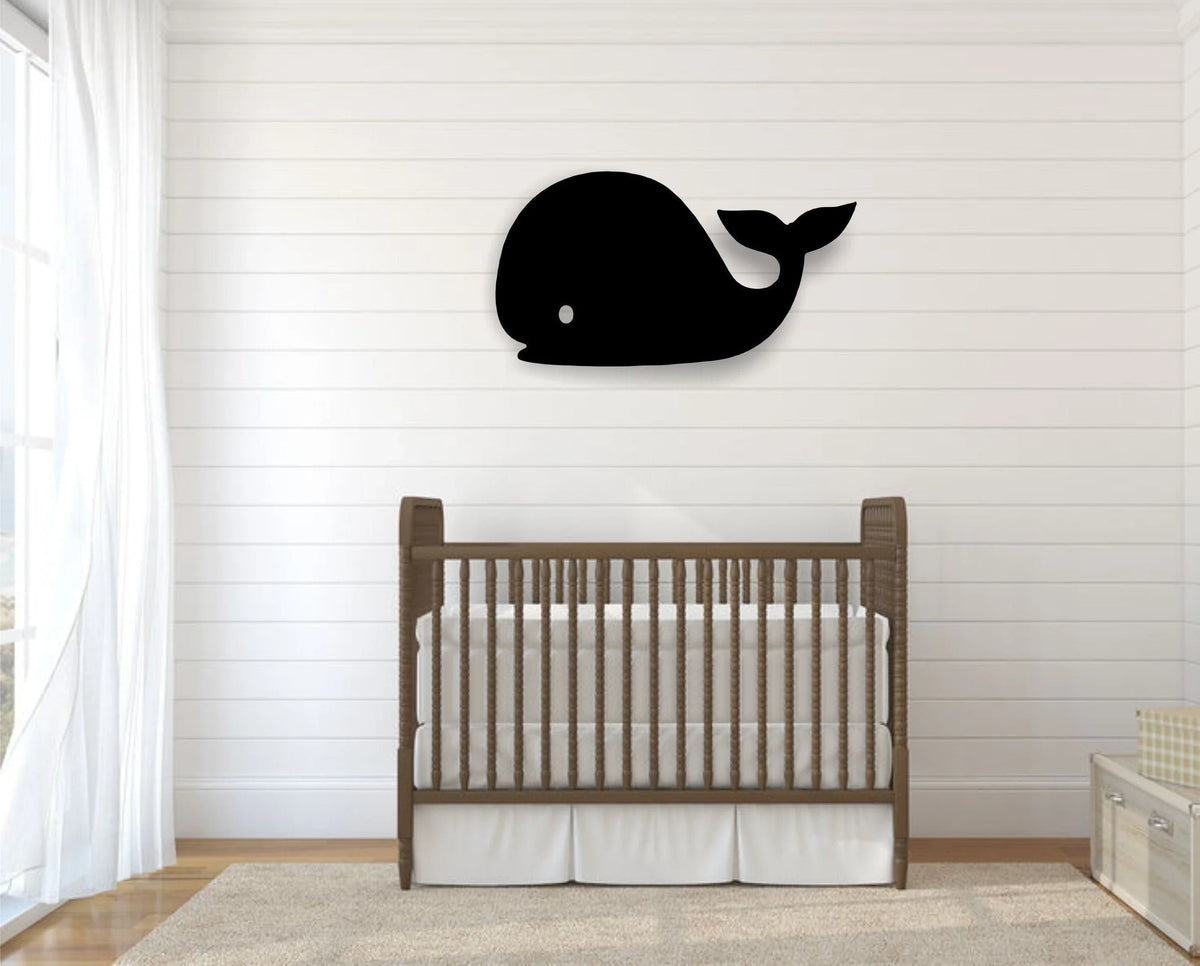 Whale Nursery Kid Room Decor Baby Shower Gift Halloween - 8 inches - metal sign
