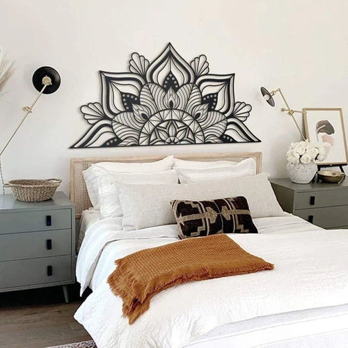 Metal Mandala Wall Art Metal Wall Decor Mandala Wall Art Gift for her Gift for him Bedroom Wall Decor Yoga Lotus Flower Gifts - 8 inches - metal sign