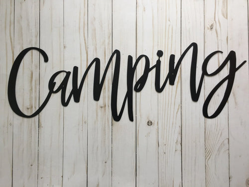 Camping Metal Sign Housewarming Gift Metal Words Camping Sign - 8 inches - metal sign