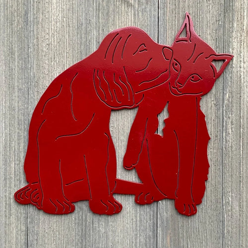 Dog And Cat Metal Sign Cutout Cut Metal Sign Wall Metal Art - 8 inches - metal sign