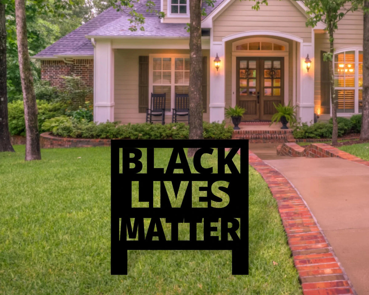 Black Lives Matter Yard Sign Blm Metal Yard Art Racial Equality Human Rights Blm Awareness Make Change Protest For Social Justice - 8 inches - metal sign