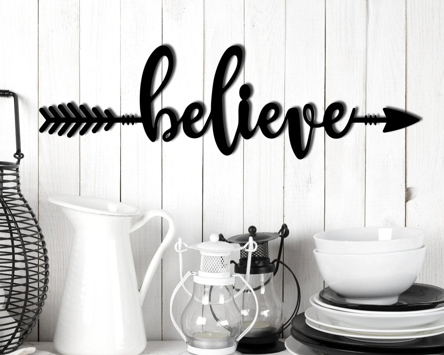 Believe Sign Believe Metal Word Inspirational Metal Arrow Sign Arrow Wall Decor Arrow Decor Arrow Art Metal Believe Sign - 8 inches - metal sign