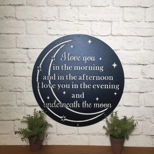 I Love You Quote Moon Metal Decor Cut Metal Sign Metal House Sign - 8 inches - metal sign