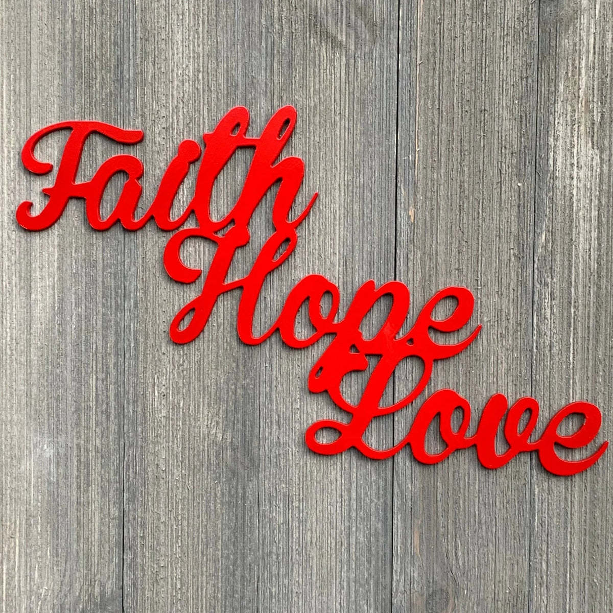 Faith Hope Love Metal Sign Cutout Cut Metal Sign Wall Metal Art - 8 inches - metal sign
