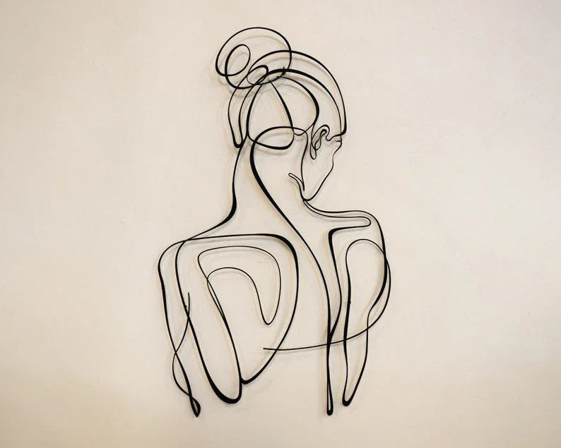 Woman Metal Wall Decor Bathroom Wall Art Metal Art Wall Sculpture Bedroom Wall Decor Bathroom Art Metal Line Art Woman - 8 inches - metal sign