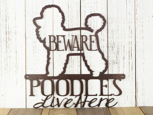 Poodles Live Here Metal Sign Copper Poodle Dog Sign Outdoor Sign Wall Decor Signs - 8 inches - metal sign