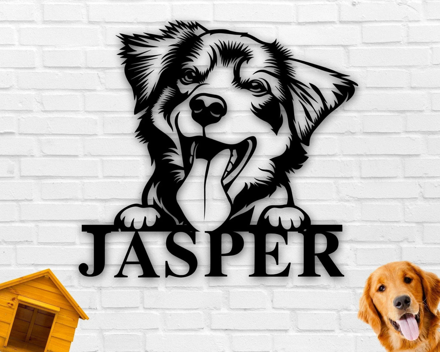 Australian Shepherd Dog Sign Australian Shepherd Metal Sign Australian Shepherd Sign Pet Name Sign Dog Lover Sign Gift For Pet Owner - 8 inches - metal sign