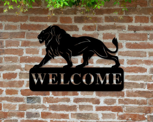 Lion Welcome Sign Metal Lion Sign Welcome Sign Front Door Welcome Sign Welcome Sign Front Porch Welcome Sign Front Door Metal Welcome - 8 inches - metal sign