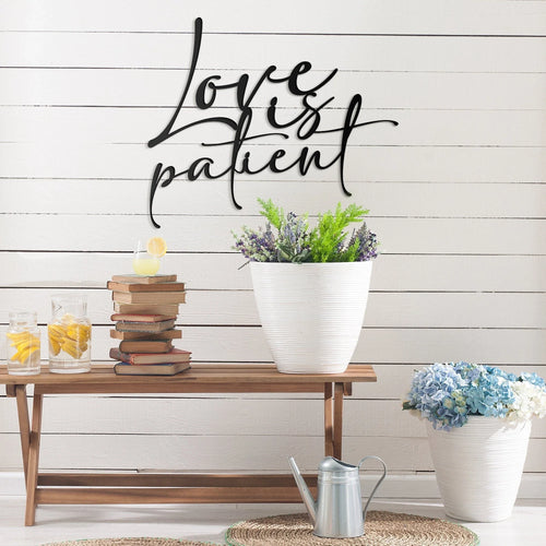 Love Is Patient Scripture Metal Sign Metal Wall Decor Corinthians Wall Decor Bible Verse For Home - 8 inches - metal sign
