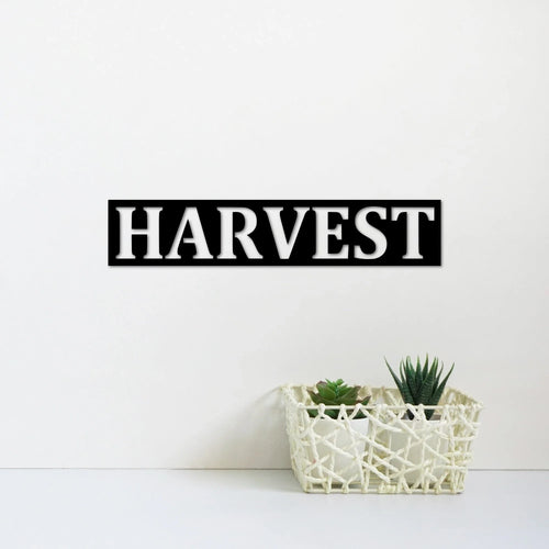 Metal Harvest Sign Rustic Kitchen Decor Harvest Decor Thanksgiving Sign Fall Decor Autumn Sign Word - 8 inches - metal sign