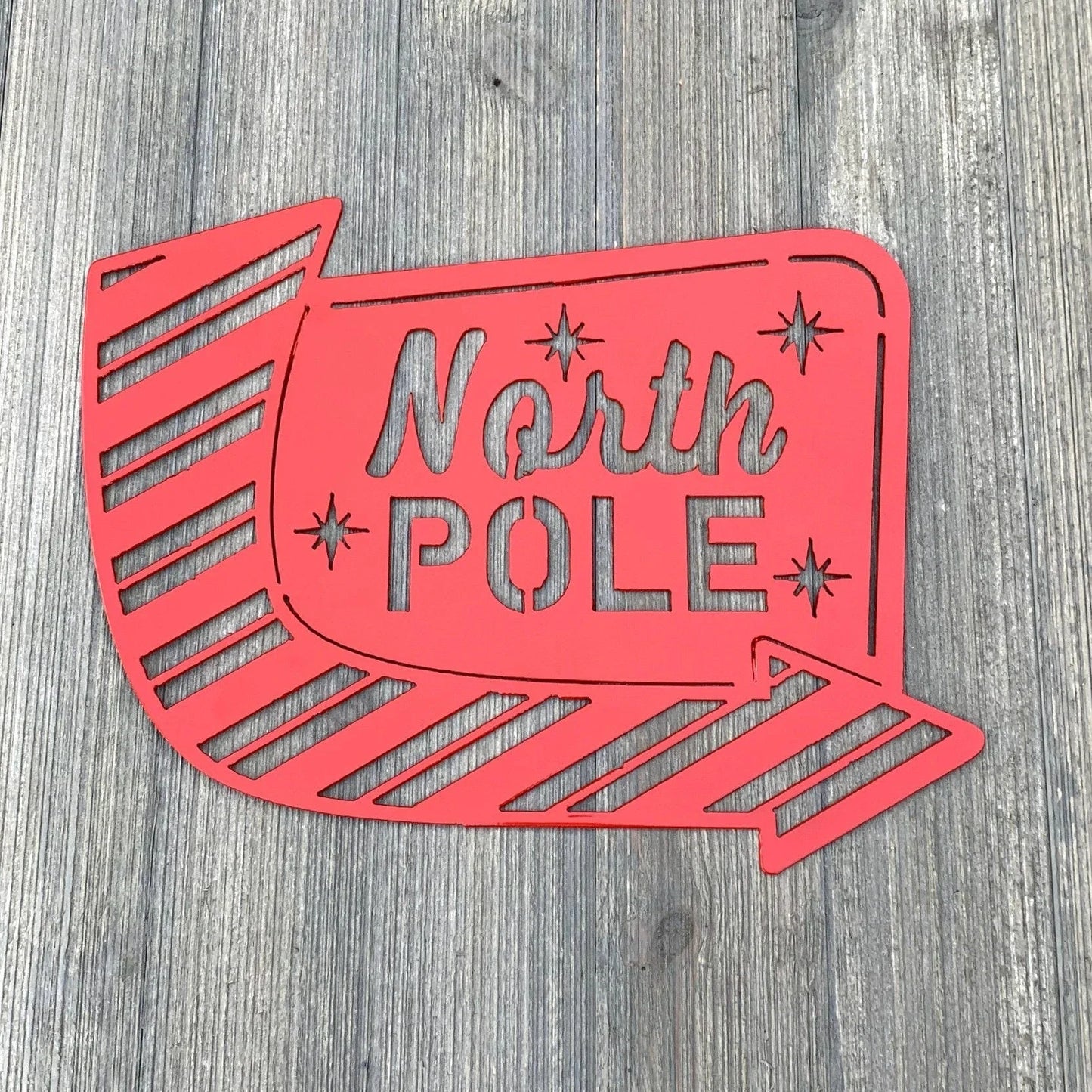 North Pole Metal Sign Cutout Cut Metal Sign Wall Metal Art - 8 inches - metal sign